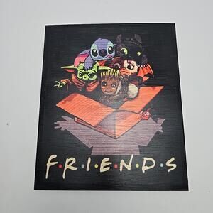 The-Mandalorian-Baby-yoda Baby Stitch-Gizmo-Baby-Groot Wood Wall Print